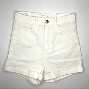 NWT H&M High Waisted Off White Denim Shorts Size 4